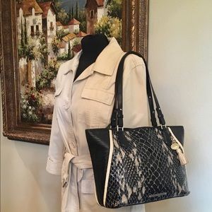 Brahmin Black Python Multi Leather Shoulder Bag